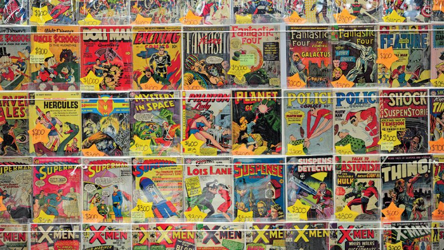 Popular vintage comics collage